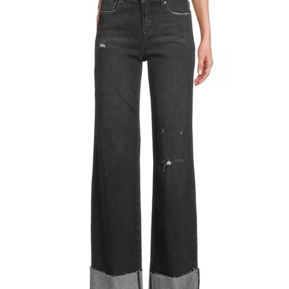 ELAN Wide Leg Cuffed Jeans - Picture 1 of 5